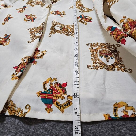 Hunters Run Shirt Womens‎ Size B6 White Gold Printed Long Sleeve Button Down - Picture 15 of 16